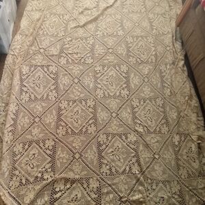 Crazy Cool Filet Hand Crochet Lace Bedspread Coverlet